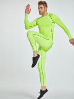 Quick-Dry Men's Compression Shirt - Fluorescent Green Athletic Base Layer for Workouts and Sports - details 1