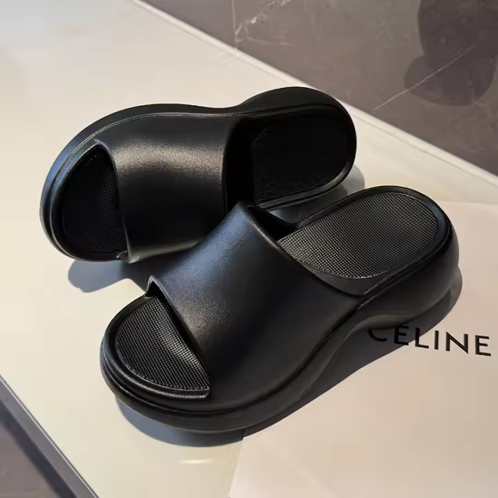 Zapatillas de EVA para Mujer Pisada de Caca, Tacón Alto, Suela Gruesa, Color Sólido, Antideslizante, Para Uso al Aire Libre, Categoría de Moda en Casa - 1