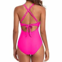 Bañadores de una pieza para mujer, traje de baño de cintura alta con recorte de Control de barriga, con lazo en la espalda, 1 pieza - details 9