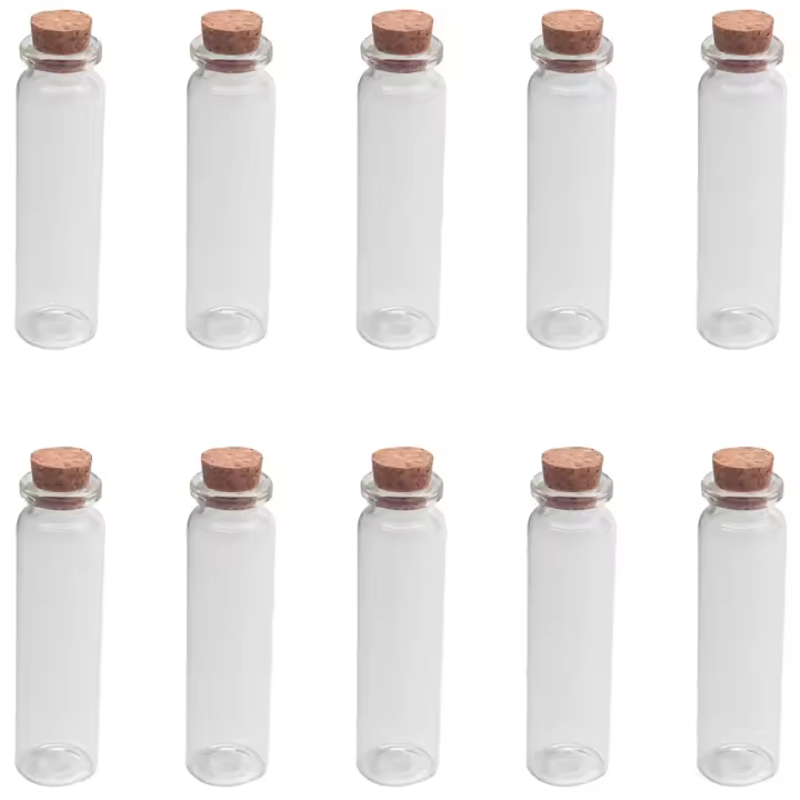 10 Uds. Mini botella de los deseos transparente de 20ml, frasco de cristal con mensaje con corcho para decoración del hogar - 1