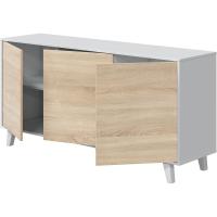 Mueble de Buffet de 3 Puertas Zaiken Plus Blanco Brillo y Roble Canadian - details 3