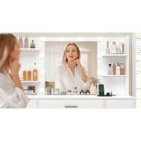 Tocador de Maquillaje con Luces, Espejo y Enchufe, Tocador con 7 Cajones, 6 Estantes y 5 Ganchos