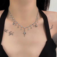 Collar con colgante de circonita de cristal cruzado para mujer y niña, accesorios de cadena de clavícula, joyería estética y2k - details 6