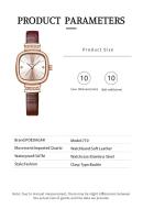 Reloj de Cuarzo de Lujo para Mujer Diseño Cuadrado Correa de Cuero Resistente al Agua - details 8