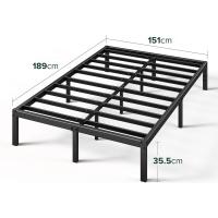 150x190 cm - Altura 36 cm con almacenamiento debajo de la cama - Estructura de cama de plataforma de metal con soporte de listones de acero - Negro - details 1