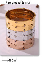 Pulsera de Puño multicolor Dorada de Maple inoxidable de moda pulsera de Maple inoxidable de Textura Femenina - details 8
