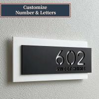 Placa de puerta moderna personalizada, número de casa cortado en 3D, dirección de calle, letras de casa para casas, hoteles, villas, oficinas, bares y - details 1