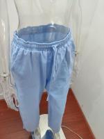 Pantalones de lino para mujer, pantalón ancho de algodón elástica con cordón cintura alta, pantalón largo informal para verano - details 4