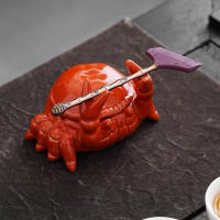 Pequeño Crab China Ashtray Con Cubierta Para Oficina Y Hogar Decoración China Lindo De Crustáceo Rojo Para Sala De Estar Y Despacho - details 4