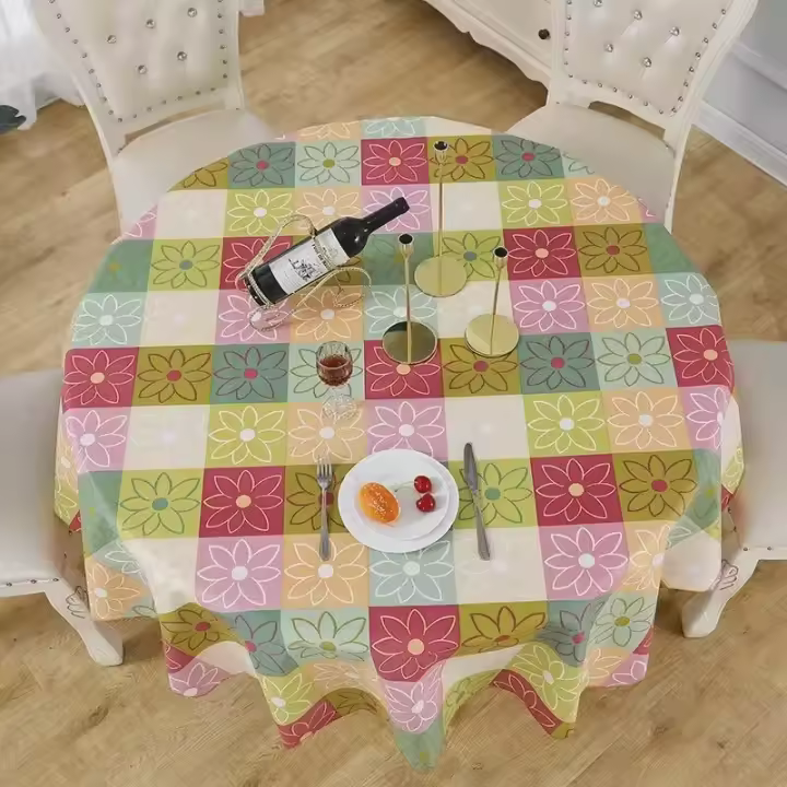 mantel impermeable para hoteles, aceite istant, grande, redondo, mantel de plástico redondo con dobladillo - 1