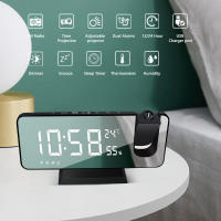 Reloj despertador Digital LED de mesa, relojes electrónicos de escritorio, despertador USB, Radio FM, proyector de tiempo, función de repetición - details 2
