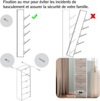 Mueble zapatero de 12 pares - Estantería de gran capacidad para vestíbulo o pasillo - (ancho) 60 x (profundidad) 24 x (alto) 80 cm - Madera clara blanca - details 131