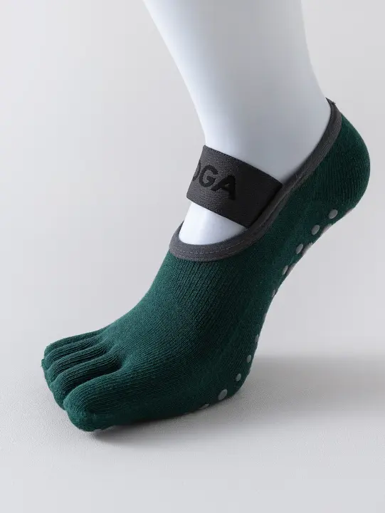 1 par de calcetines de cinco dedos para mujer, calcetines de yoga antideslizantes profesionales, calcetines de fitness Pilates - 1