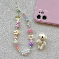 Cordón de teléfono con oso de flores 3D para iPhone 15, correa para Samsung, colgante de cadena para chica, cuerda de caramelo, joyería, llavero colgante, Corea - details 1
