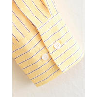 BUNO-2025 Primavera Verano amarillo manteca rayas mujeres camisas sueltas moda cuello vuelto solo pecho camisas finas para mujer - details 20