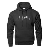 Sudadera De Manga Larga Para Hombre Mountain Heartbeat En Negro Y Gris Deportiva Para Otoño Sudadera Con Capucha Estilizada - details 6