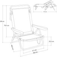 Pack 2 Sillas Playa Plegables |   Ligera Portátil |   Baja y Reclinable de 4 Posiciones |   para Camping, Piscina, Terraza o Jardín Azul - details 1