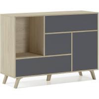 Mueble de Comedor Elegante Estilo Wind Madera Resistente Blanco/Cemento Longitud de 86x120x40cm - details 37