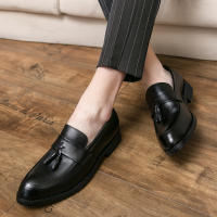 Mocasines con Borlas para Hombres Tacón Bajo, Color Sólido, Punto Acolchado, Resistente al Desgaste, Zapatos de Negocios Casuales - details 4