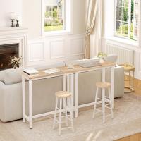 Conjunto de Mesa de Bar y 2 Taburetes, Muebles de Comedor, Mesa Alta y Taburetes de Bar, Barra Cocina y Salon, 140x40x100 cm, Metal + MDF, Roble Claro - details 52