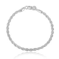 Collar de cuerda de plata para mujer, pulsera fina de 4 mm y 8 pulgadas, accesorios de joyería - details 0