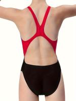 Traje De Baño De Una Pieza De Color En Contraste, Trajes De Baño Con Cuello Redondo De Corte Alto Sin Espalda, Trajes De Baño Y Trajes De Baño - details 10