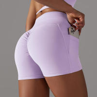 Hamidou-pantalones cortos de gimnasio cruzados para mujer, pantalones cortos de Yoga con bolsillos, mallas de entrenamiento para mujer, pantalones cortos de cintura alta, realce de glúteos - details 29