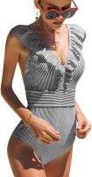 Traje de baño de una pieza para mujer, ropa de baño brasileña, con push-up, talla grande con cu - details 5