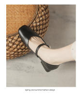 Zapatos Mary Jane con punta cuadrada y pequeña fragancia y tacón grueso - details 9
