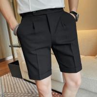 Pantalones cortos de estilo británico para hombre, Shorts informales hasta la rodilla de alta calidad, 4 colores, de lujo, ajustados, de negocios - details 1