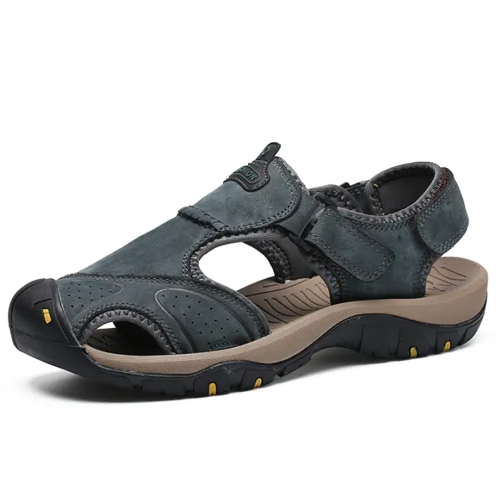 Sandalias romanas suaves para exteriores Atos de piel de vaca transpirable de cuero clásico para hombre verano - 1