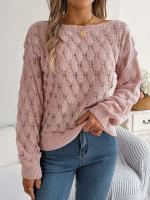 Suéter Casual de Invierno-Otoño Cuello Oblicuo, Manga Larga, Moda para Mujeres en Rosa - details 6