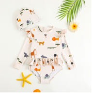 Kangobaby # Mi vida suave #   Conjunto de 2 piezas de traje de baño para niñas con estampado fresco, traje de baño de verano para bebés, surf en la playa - details 3