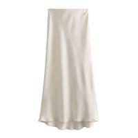 - Falda de cintura alta con textura de satén de seda francesa de estilo único para mujer8632845 - details 12