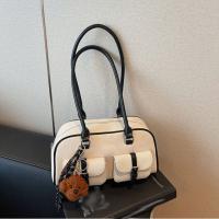 Bolso de hombro de cuero de gran capacidad, diseño de alta gama, estilo simple, con doble bolsillo, bolso de hombro único, bolso de mano minimalista. - details 8