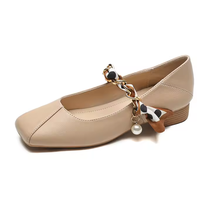 Zapatos Mary Jane de punta cuadrada para mujer, estilo francés con falda, zapatos de tacón bajo, zapatos de mujer de talla grande - 1