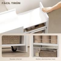 Armario de baño estrecho con cajón deslizante y ruedas, mueble de baño con 3 compartimentos, mueble auxiliar para espacios pequeños, 47x30x66,5 cm, blanco - details 4