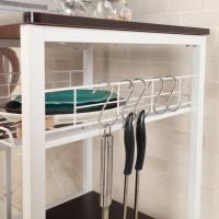 Estantería de Cocina con 3 Estantes y Cesta Metálica, Mesa Auxiliar de Cocina con Estanterías Soporte de Microondas con Ganchos, 90 x 40 x 83 cm - details 3