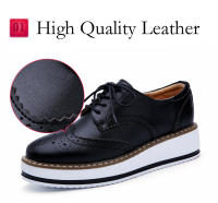 Zapatos de cuero genuino de alta calidad para mujer, zapatos Derby planos Brogue informales, zapatos Oxford formales Retro Brock para mujer - details 5