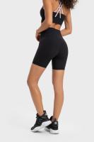 Pantalones cortos de gimnasio acanalados negros para mujer, pantalones cortos deportivos de cintura alta transpirables para Fitness, pantalones cortos de Yoga con realce, pantalones cortos para correr para mujer - details 8
