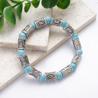 Pulsera de cuentas de runas vikingas para hombre, brazaletes étnicos con símbolo de Odín, joyería de Metal, pulseras con dijes de piedra Natural - details 4