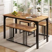 Juego de Comedor Industrial Mesa de Cocina de 120 x 60 cm con Banco y Taburetes - details 1