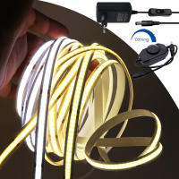 Tira de luces LED COB regulable de 12V, cinta Flexible FOB de 320Leds/m con enchufe de alimentación de interruptor, Blanco RA90/blanco cálido/Rojo/verde/azul - details 4