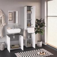 Armario de baño Otis, Blanco Alto Brillo/Antracita, 30 x 190 cm - details 4