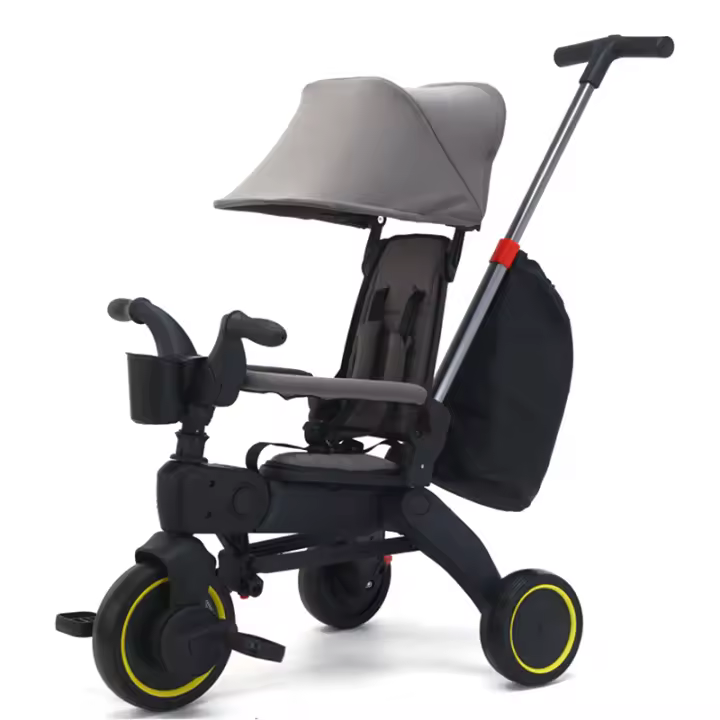 Triciclo para niños de 1 a 6 años, cochecito de bebé ligero con empuje manual, 6,8 KG, Plegable, portátil - 1