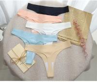 Sujetador Con Parte Trasera En T Para Mujer, Bragas De Seda De Color Sólido, Lencería Sexy, Calzoncillos Elásticos, Tangas - details 3