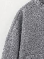 TRAFZA-abrigo liso elegante para mujer, chaqueta Bomber de manga larga con bolsillos y botones, ropa de calle informal holgada, 2023 - details 5