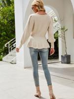 Suéter de manga farol para mujer, Jersey de punto con volantes, púrpura, elegante, moda coreana, Otoño e Invierno - details 4