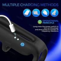 Embalaje privado Sexy HESEKS doble Motor anillo vibratorio funda vibrador extensor agrandar retraso eyaculación erección juguetes sexuales para hombres - details 5