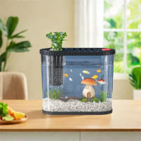 Pecera de sobremesa irrompible, ahorradora de espacio, con compartimento para filtro, pecera de plástico transparente, pecera de mesa transparente. - details 3